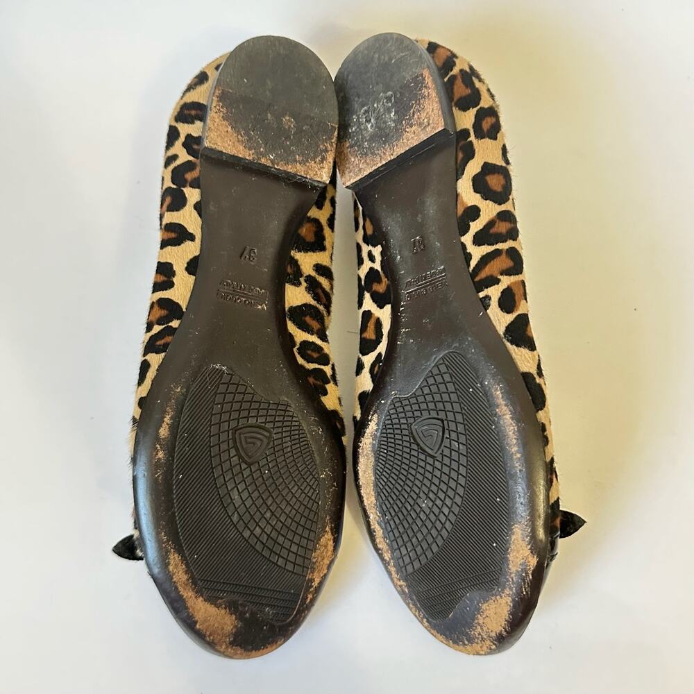 AGL Monika Ballet Flat Shoes Leopard Suede Calfskin Cap Toe - Picture 8 of 9